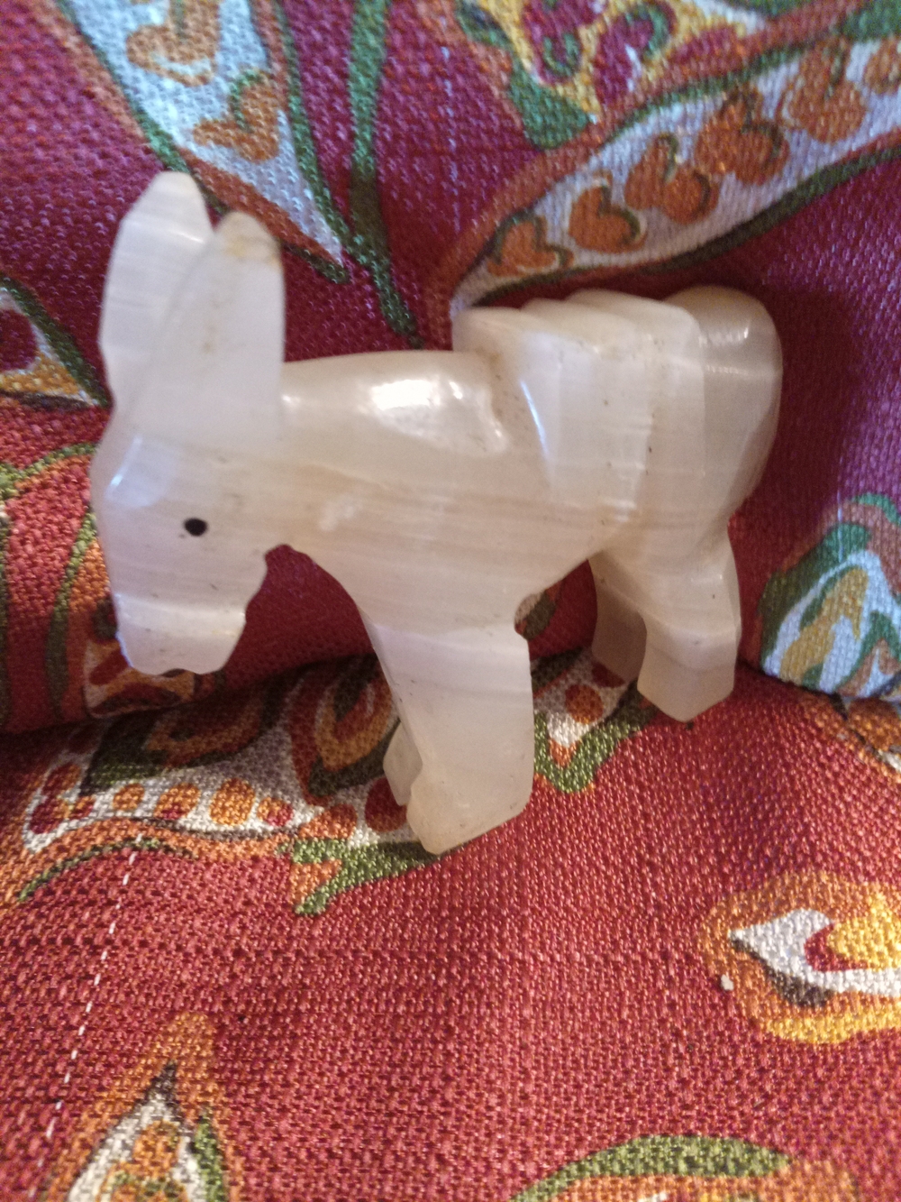Hand-Carved White Animal Donkey Figurine
